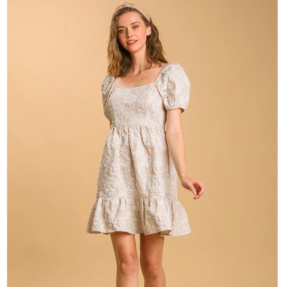 Boutique Champagne Textured Dress
